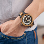 Men's Water-Resistant Wooden Mechanical Watch