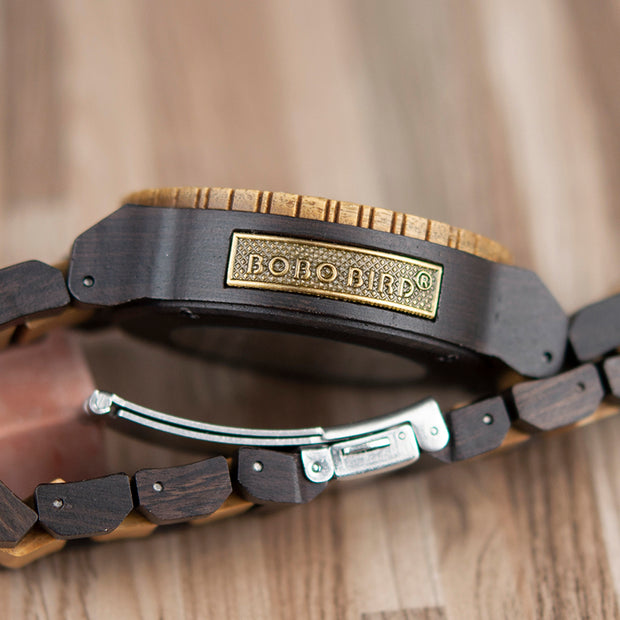 Men's Water-Resistant Wooden Mechanical Watch