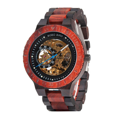 Men's Water-Resistant Wooden Mechanical Watch