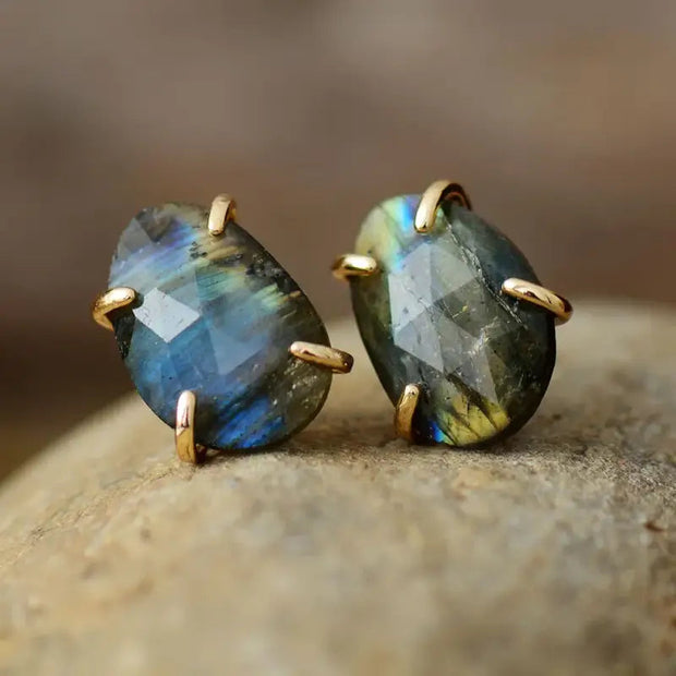 Mystical Glow: Labradorite Stud Earrings