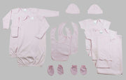 Newborn Baby Girl Layette Gift Set – 11-Piece Pink Essentials – 100% Cotton
