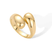 PAVOI 14K Gold Plated Chunky Open Twist Stackable Rings for Women | Bold Crossover Statement Ring Band Yellow Gold 8