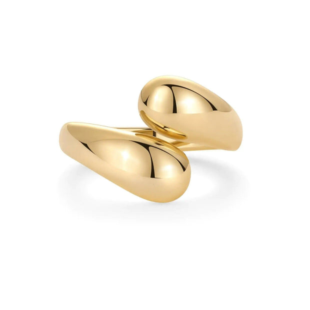 PAVOI 14K Gold Plated Chunky Open Twist Stackable Rings for Women | Bold Crossover Statement Ring Band Yellow Gold 8