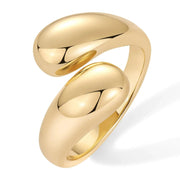 PAVOI 14K Gold Plated Chunky Open Twist Stackable Rings for Women | Bold Crossover Statement Ring Band Yellow Gold 8