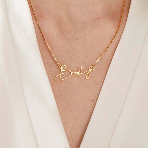 Personalized Name Necklace with Box Chain - Custom Handmade Jewelry
