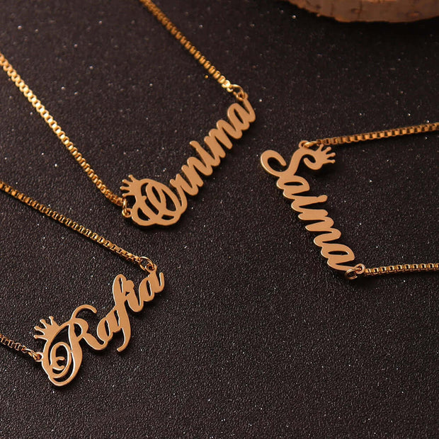 Personalized Name Necklace with Box Chain - Custom Handmade Jewelry