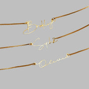 Personalized Name Necklace with Box Chain - Custom Handmade Jewelry
