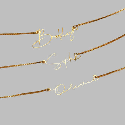 Personalized Name Necklace with Box Chain - Custom Handmade Jewelry