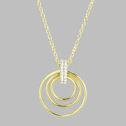 TS601 - Gold 925 Sterling Silver Necklace with AAA Grade CZ in Clear