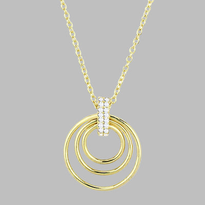TS601 - Gold 925 Sterling Silver Necklace with AAA Grade CZ in Clear