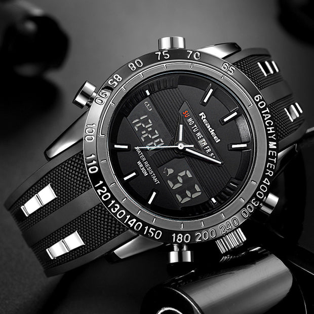 Waterproof Quartz Wristwatches for Men with Digital LED Dial