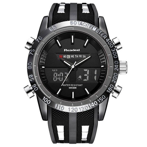 Waterproof Quartz Wristwatches for Men with Digital LED Dial