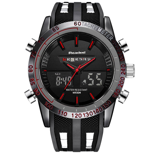 Waterproof Quartz Wristwatches for Men with Digital LED Dial