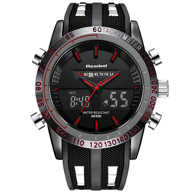 Waterproof Quartz Wristwatches for Men with Digital LED Dial