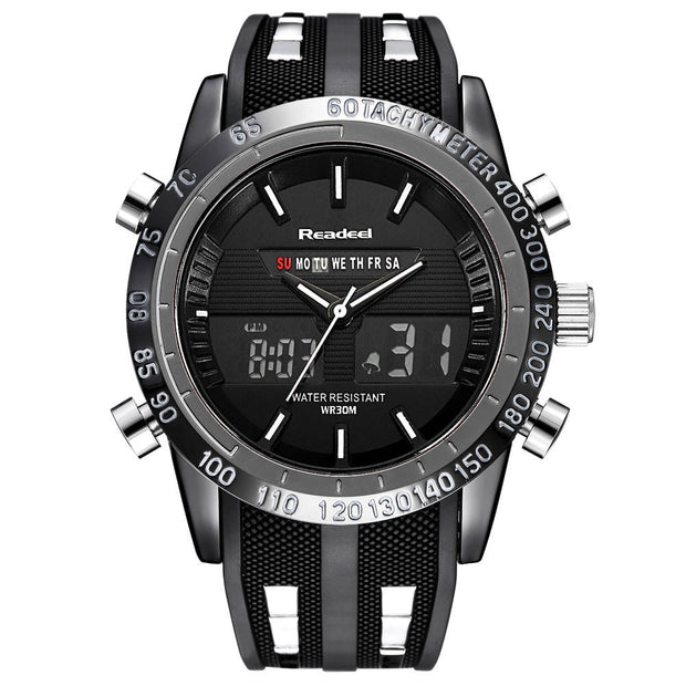 Waterproof Quartz Wristwatches for Men with Digital LED Dial