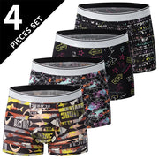 Men’s Printed Underwear 4-Pack – Comfortable Leisure Fit, Sizes S to 6XL