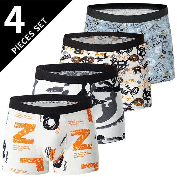 Men’s Oversized Polyester Board Shorts – 4-Pack Comfortable Boxer Underwear for All Seasons