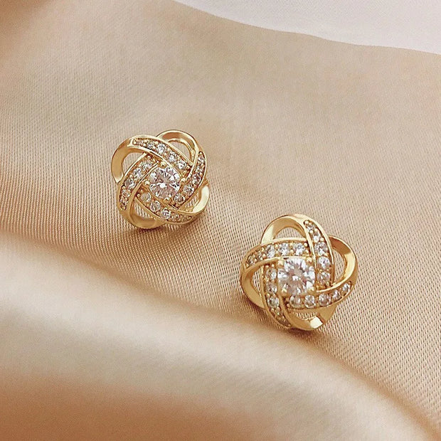 Light Luxury Zircon Stud Earrings Simple Cross Hollow Geometric Earrings Wedding Party Exquisite Ear Jewellery Women Gifts-Shoppers Preferred Choice