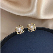 New Exquisite Shiny Zircon Heart Flower Earrings Korean Elegant Square Geometric Crystal Earrings for Women Fashion Jewelry Gift