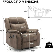 Leather Recliner Chair Manual Recliner with Massage Vibration Heat Living Room Bedroom Theater Easy Assembly 300lbs Capacity-Shoppers Preferred Choice