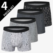 Men’s Printed Underwear 4-Pack – Comfortable Leisure Fit, Sizes S to 6XL