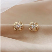 New Exquisite Shiny Zircon Heart Flower Earrings Korean Elegant Square Geometric Crystal Earrings for Women Fashion Jewelry Gift