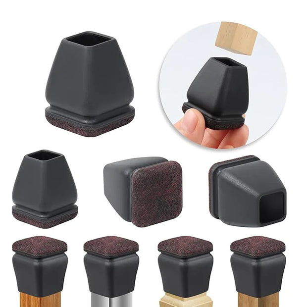 8PCS Chair Leg Floor Protector Felt Foot Cover 15° Diagonal with Thick Wrap Felt Pads Silicone Furniture Table Feet for Hardwood