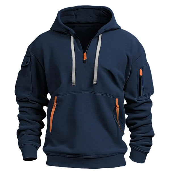 2025 Multi-Pocket Zipper Fleece Hooded Casual Shirt – Plus-Size Unisex Comfort & Practicality
