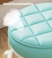 Low Stool with Wheels，Leather Fabric Portable Small Round Waterproof Durable Stool Thickening Seat Cushion Simple Soft Stool