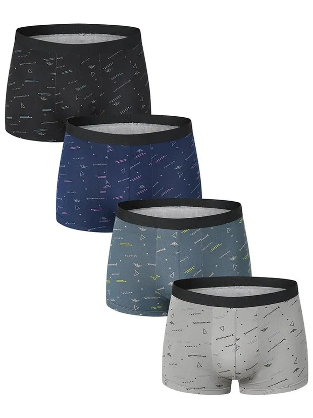 Men’s Oversized Polyester Board Shorts – 4-Pack Comfortable Boxer Underwear for All Seasons