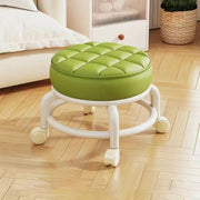 Low Stool with Wheels，Leather Fabric Portable Small Round Waterproof Durable Stool Thickening Seat Cushion Simple Soft Stool