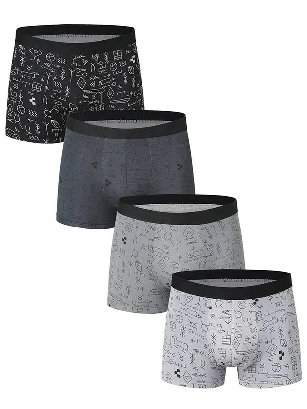 Men’s Oversized Polyester Board Shorts – 4-Pack Comfortable Boxer Underwear for All Seasons