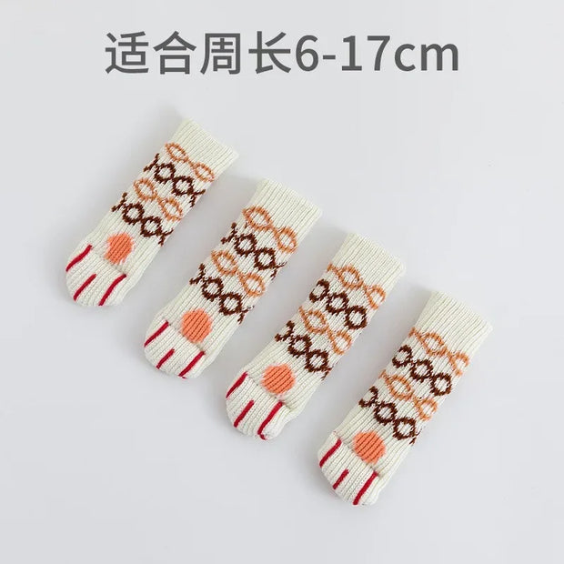 4Pcs/Set Creativity Cat Paw Table Foot socks Chair Leg Covers Floor Protectors Knitted Socks Mute Wear-Resistant Non-slip Mat