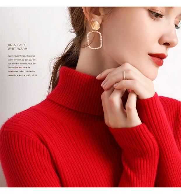 Women’s Cozy Turtleneck Sweater – Soft Knit with Cashmere Feel for Autumn & Winter 2025