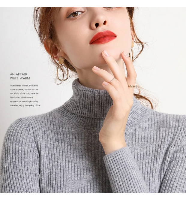 Women’s Cozy Turtleneck Sweater – Soft Knit with Cashmere Feel for Autumn & Winter 2025